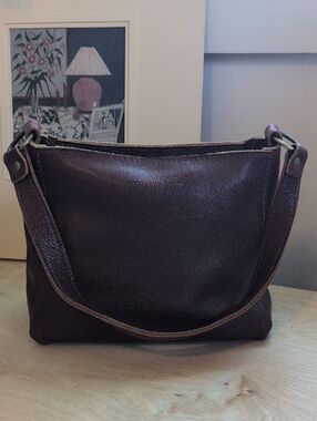 Portland Leather Handbag Brown With Brass Dark Brown Leather Shoulder Bag Zipper